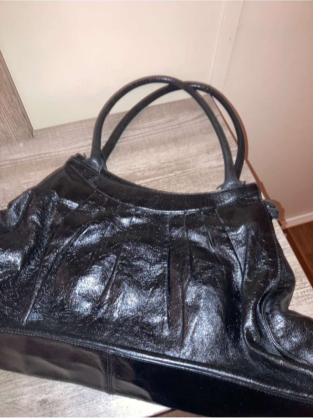 HOBO Black Shiny Leather Shoulder Bag